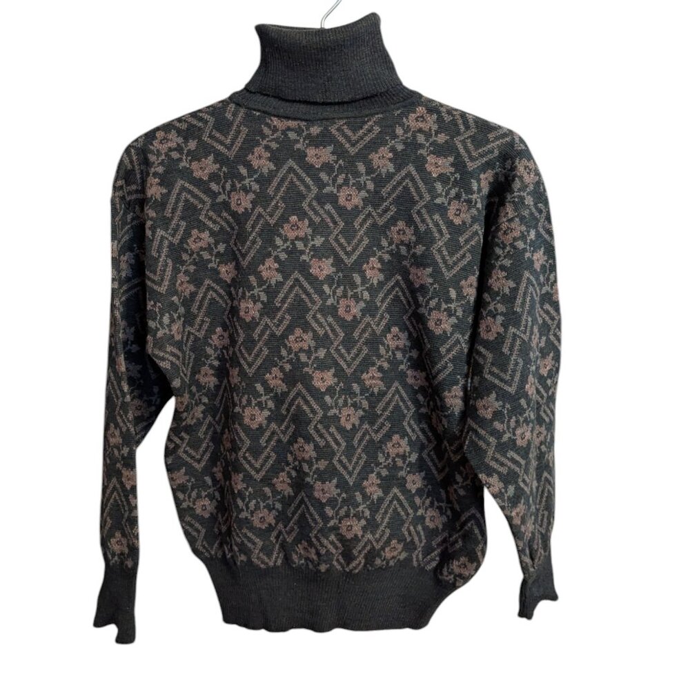 Women's Tricots St. Raphael vintage wool turtleneck sweater, multi, size S